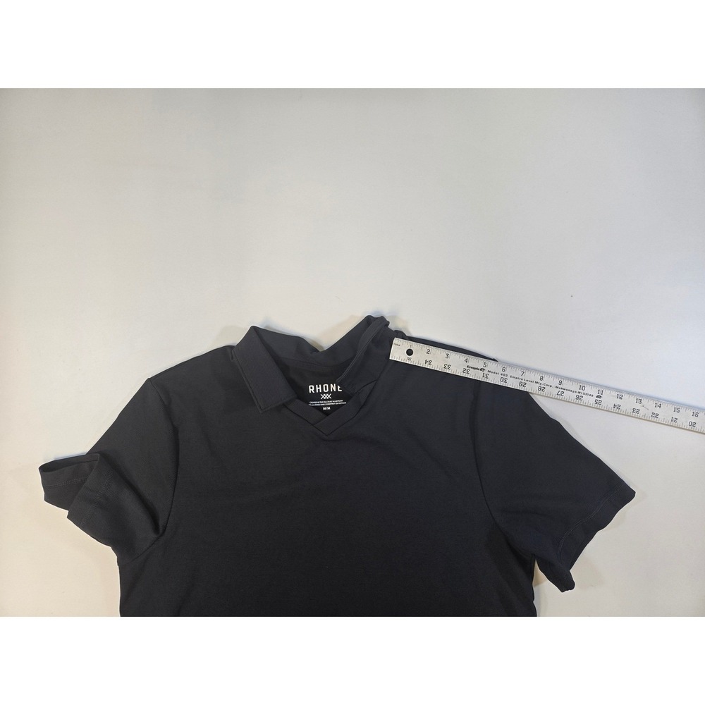 Rhone Mens Links Golf Black V-Neck S/S Polo Shirt Performance Stretch M - Picture 10 of 14